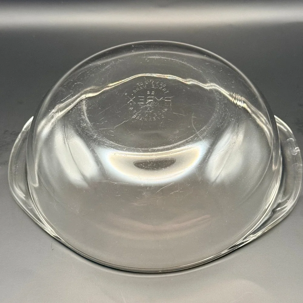 Vintage Pyrex Clear Glass Round Casserole Dish 26 Made in USA Ovenware 1.5 Quart